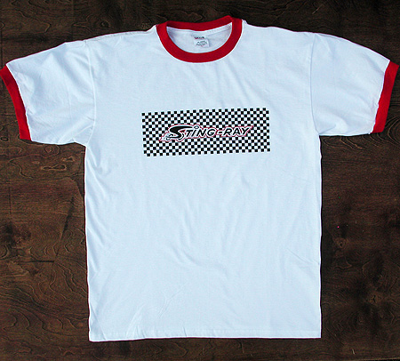Tee: Vintage Stingray Bicycle Checker Stripe Design T Shirt