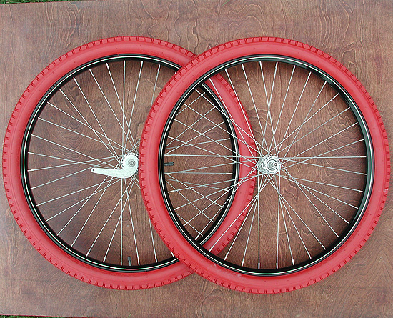 Wheels: Prewar Schwinn 26" Black Drop Center Bike Wheels New Departure A-Set 
